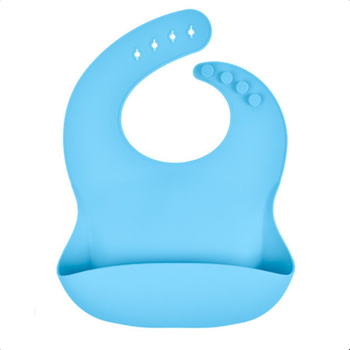Babador Infantil Silicone Alimentar Azul Piscina