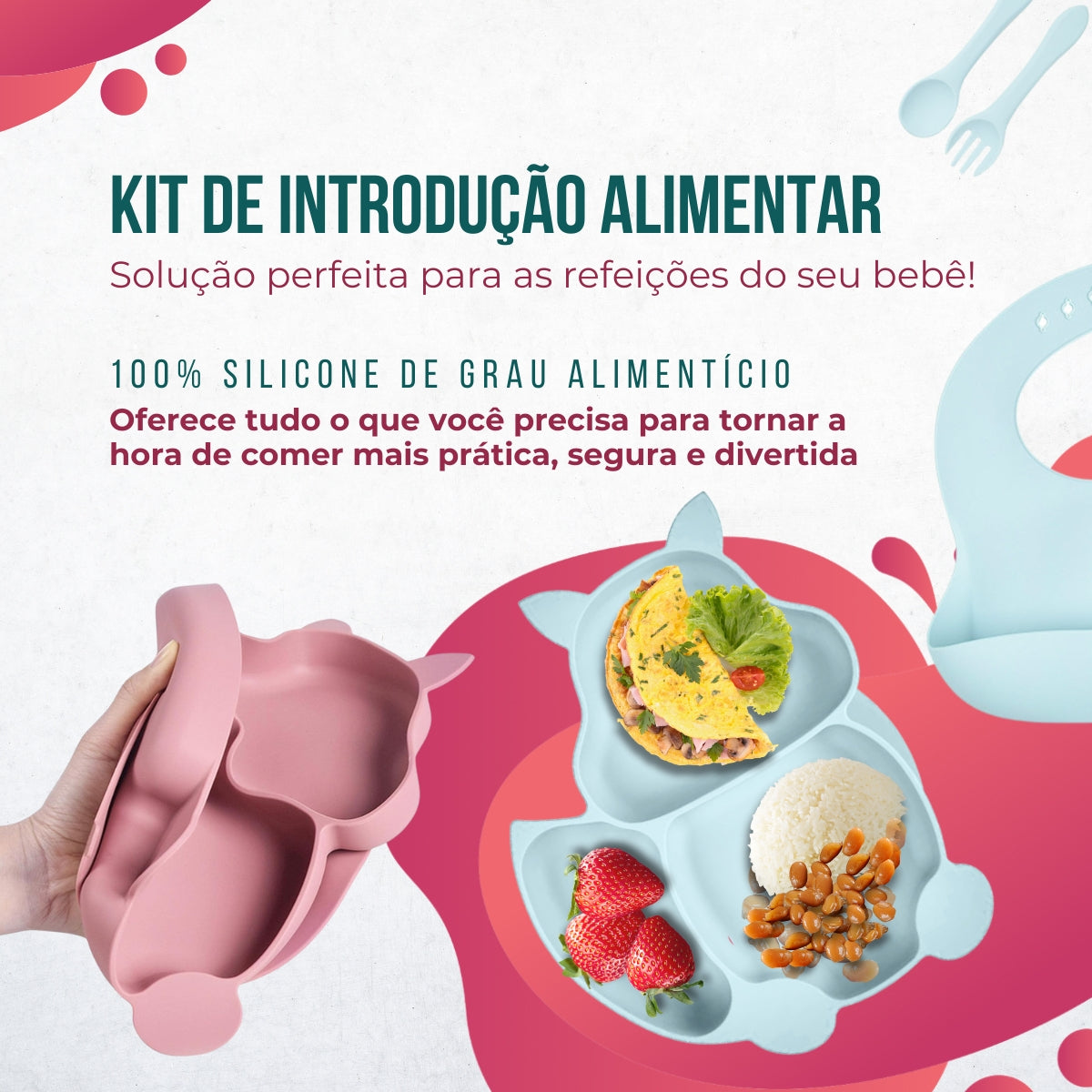 Conjunto Introdução Alimentar Silicone Gatinho Lilás