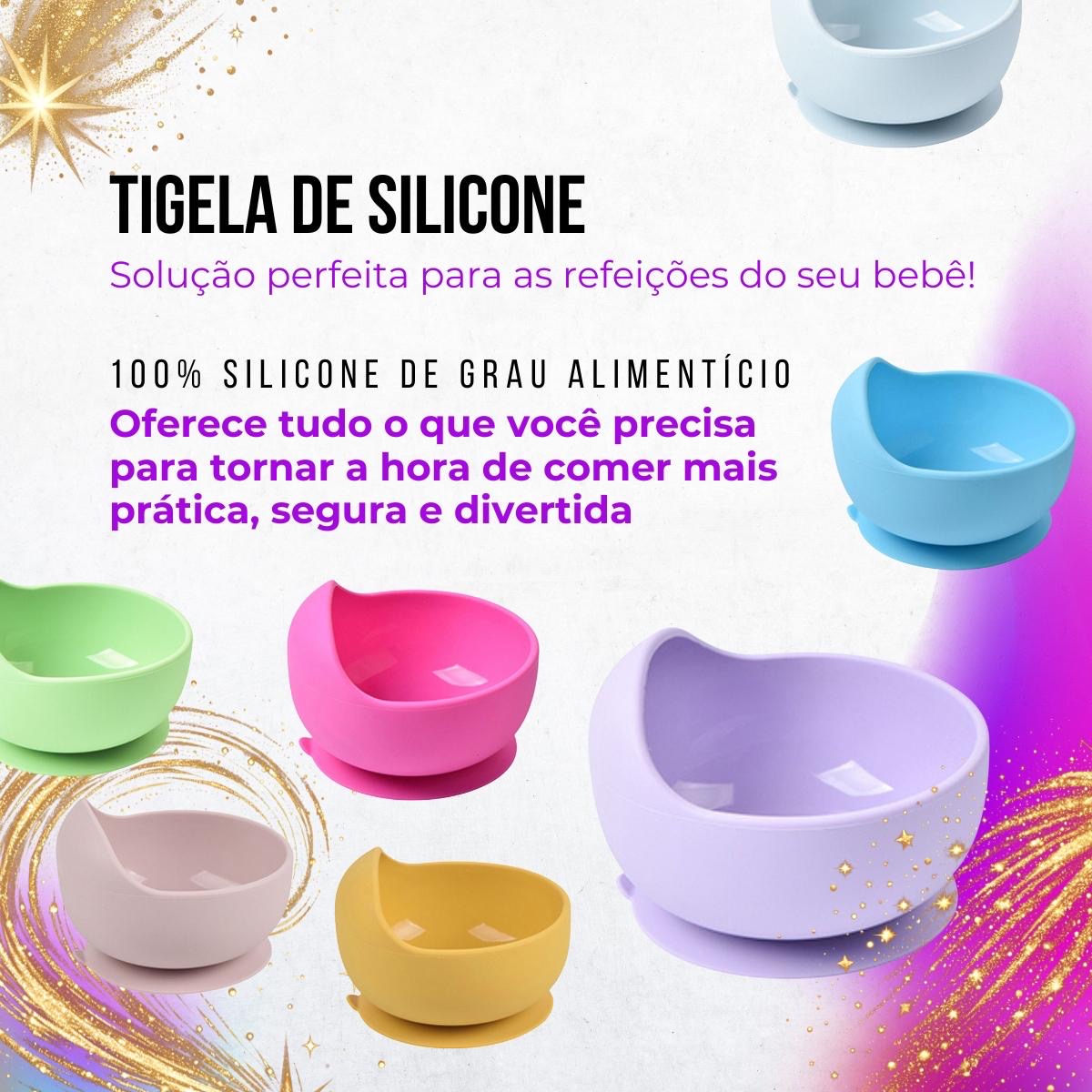 Bowl Silicone Alimentar Com Ventosa Azul Claro