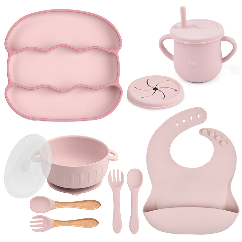Conjunto Introdução Alimentar Silicone Hambúrguer Rosê
