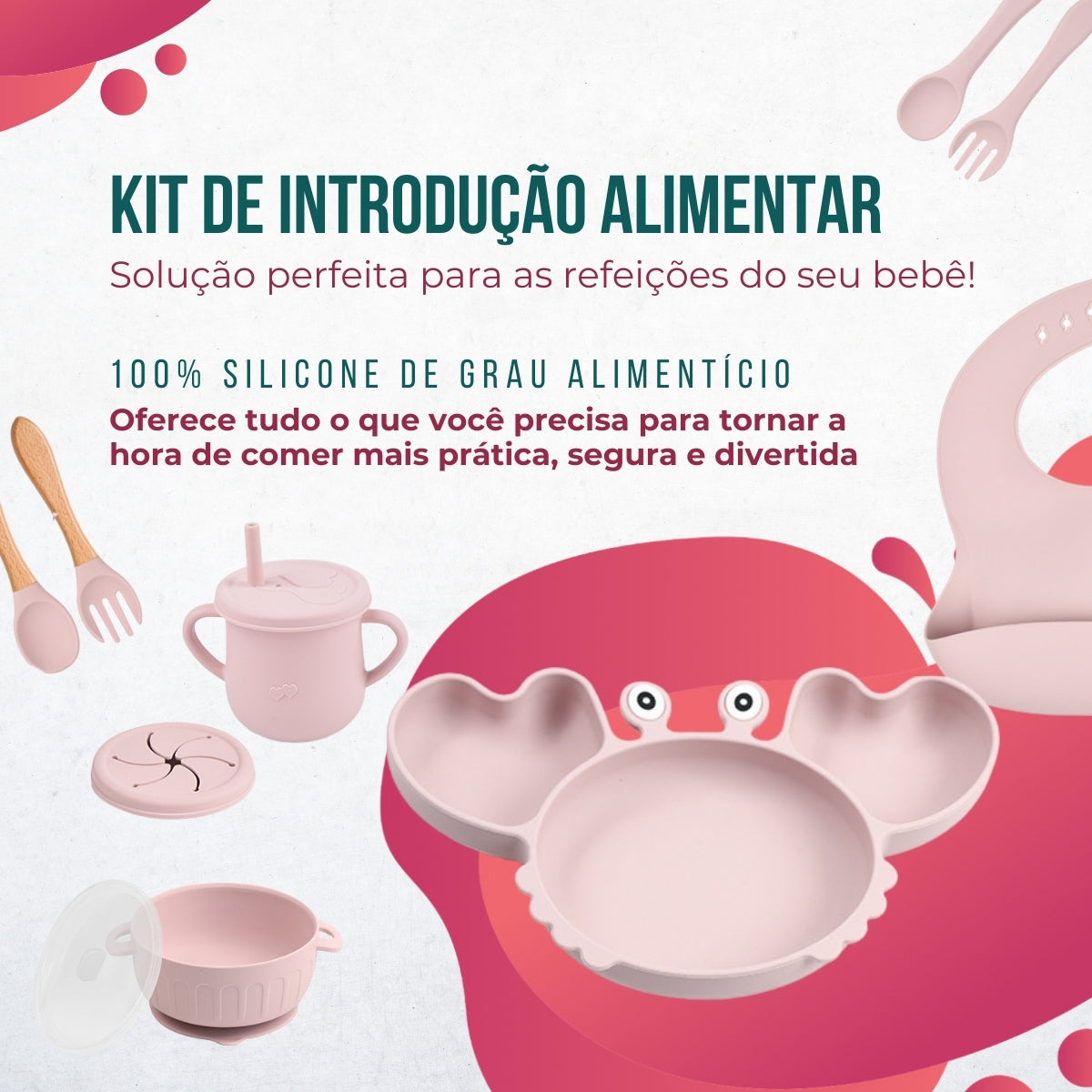 Conjunto Introdução Alimentar Silicone Caranguejo Lilás