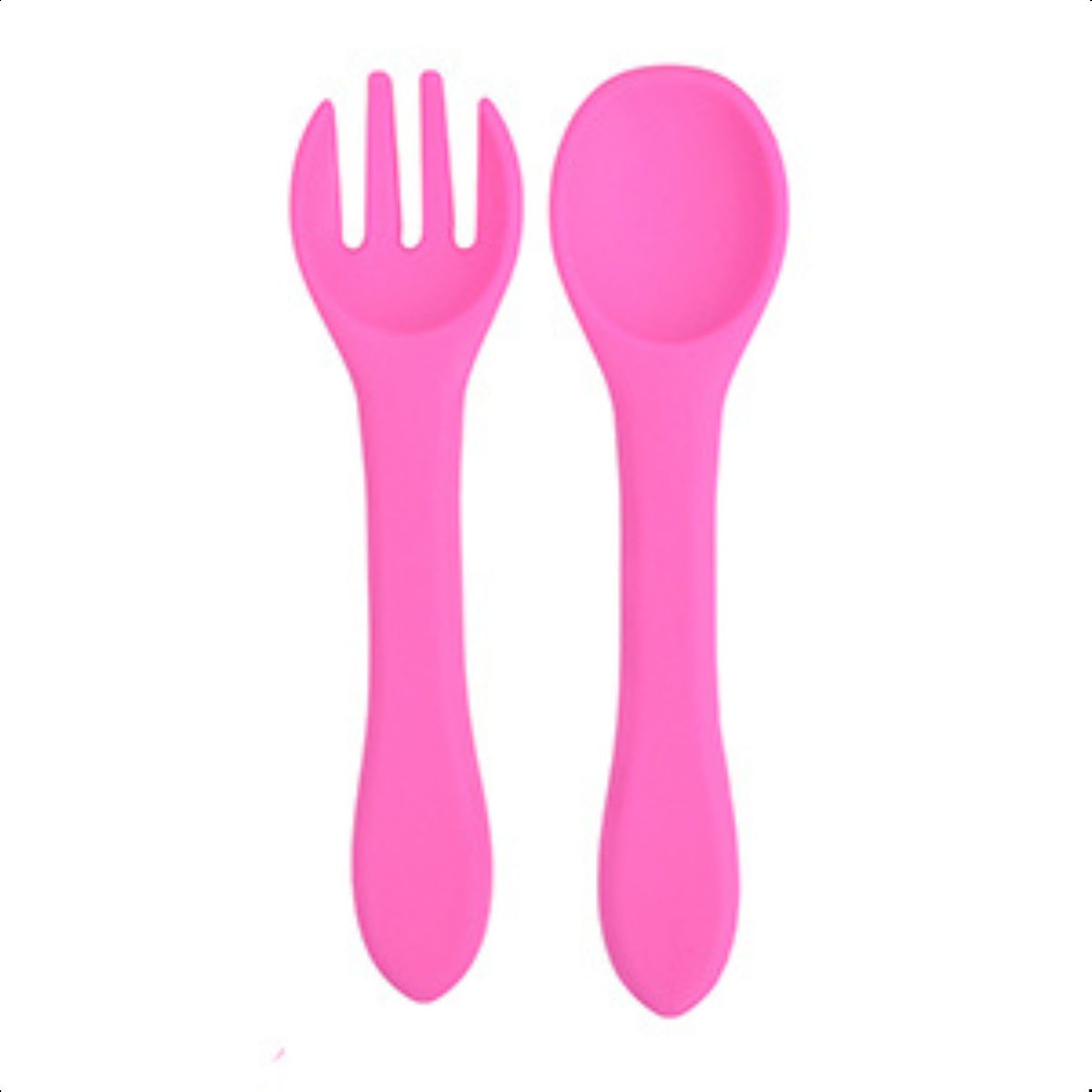 Talheres Infantil Silicone Alimentar Rosa Pink