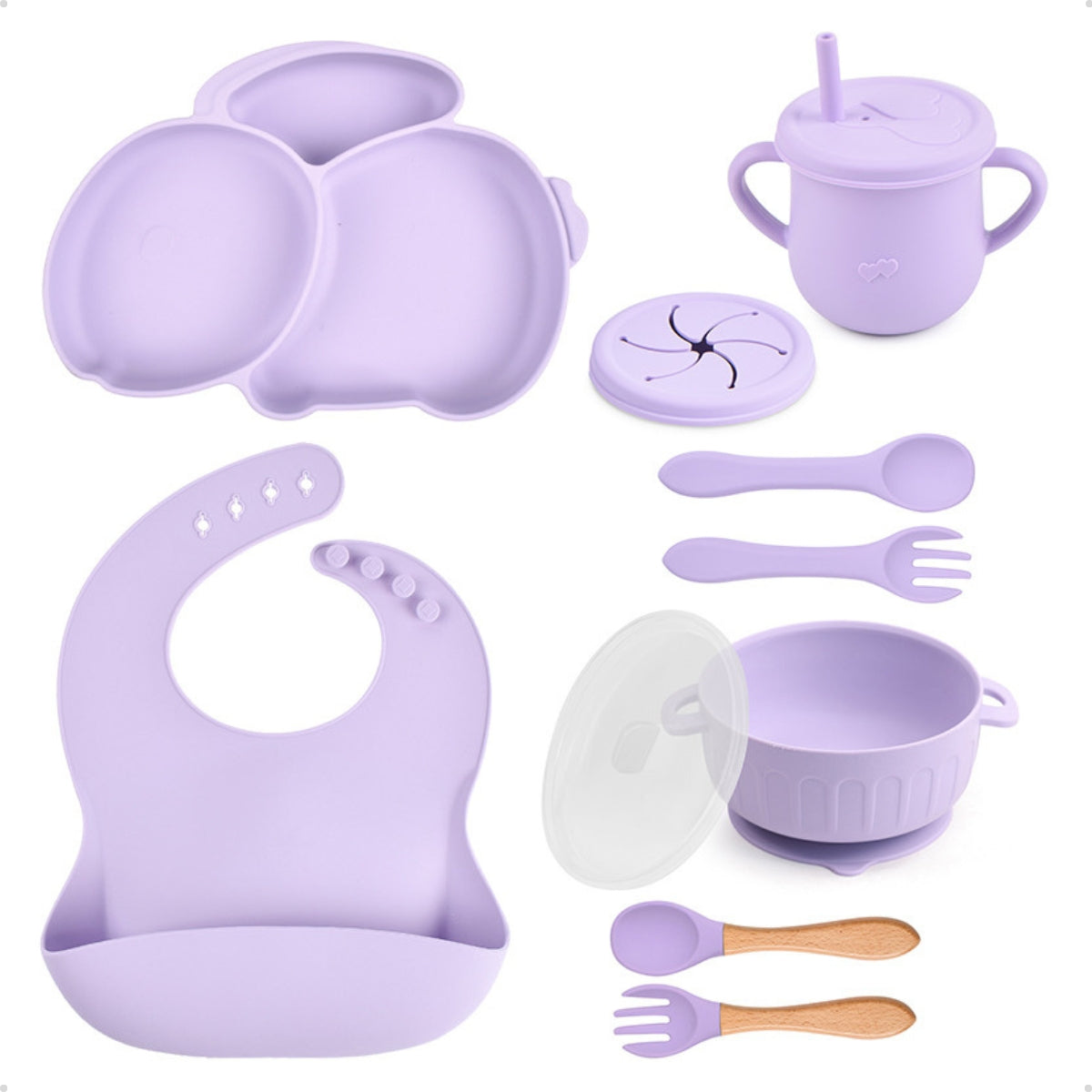 Conjunto Introdução Alimentar Silicone Coelho Lilás