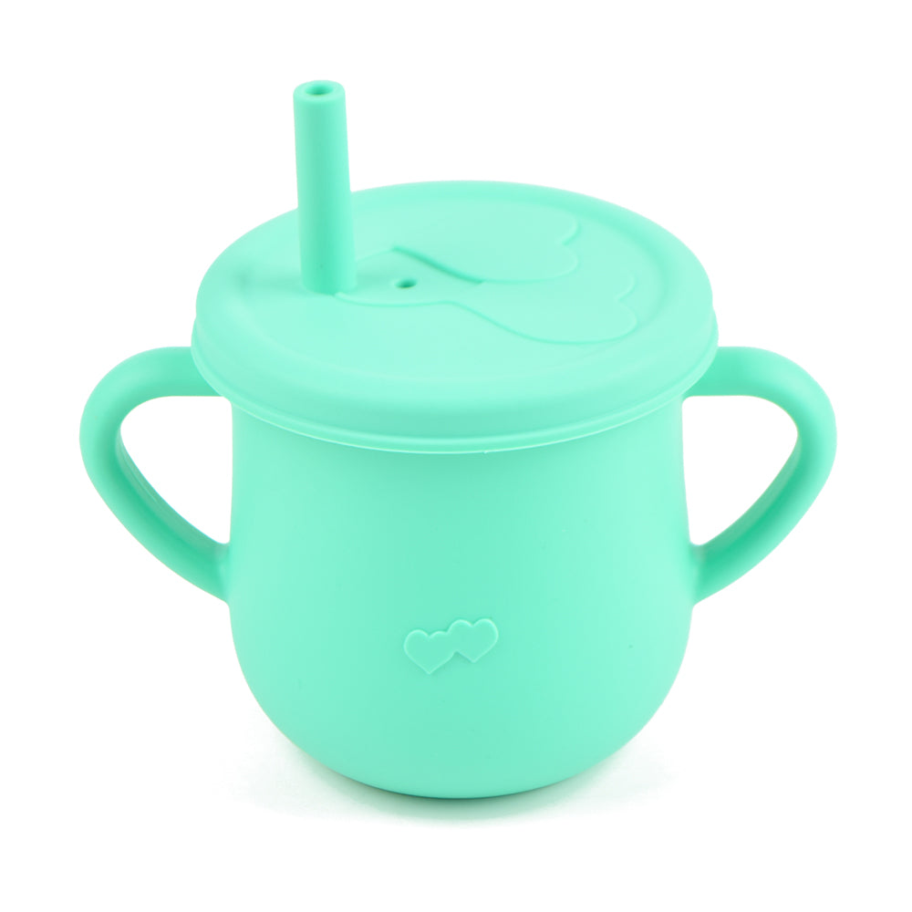 Copo Infantil Silicone Alimentar Verde Água