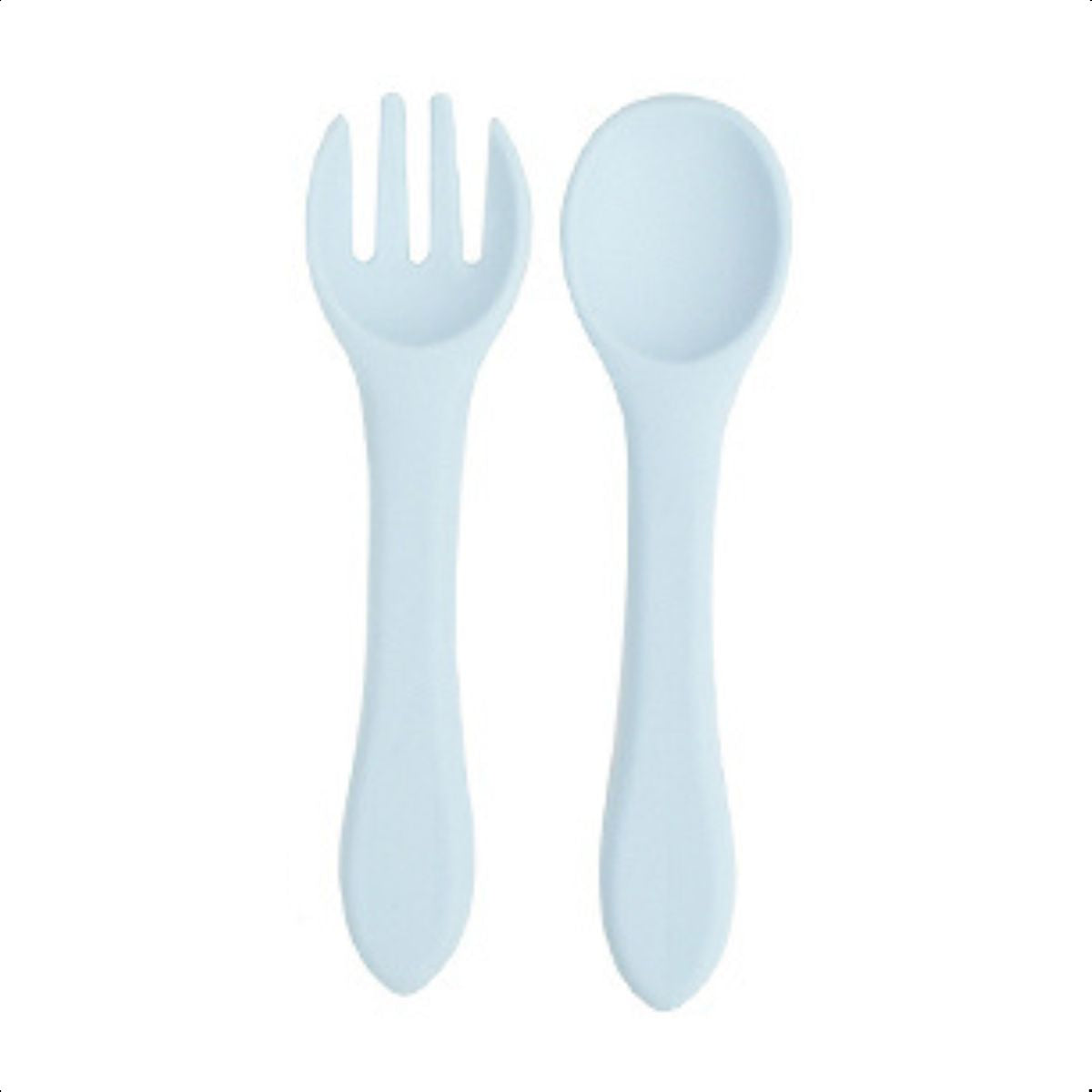 Talheres Infantil Silicone Alimentar Azul Claro