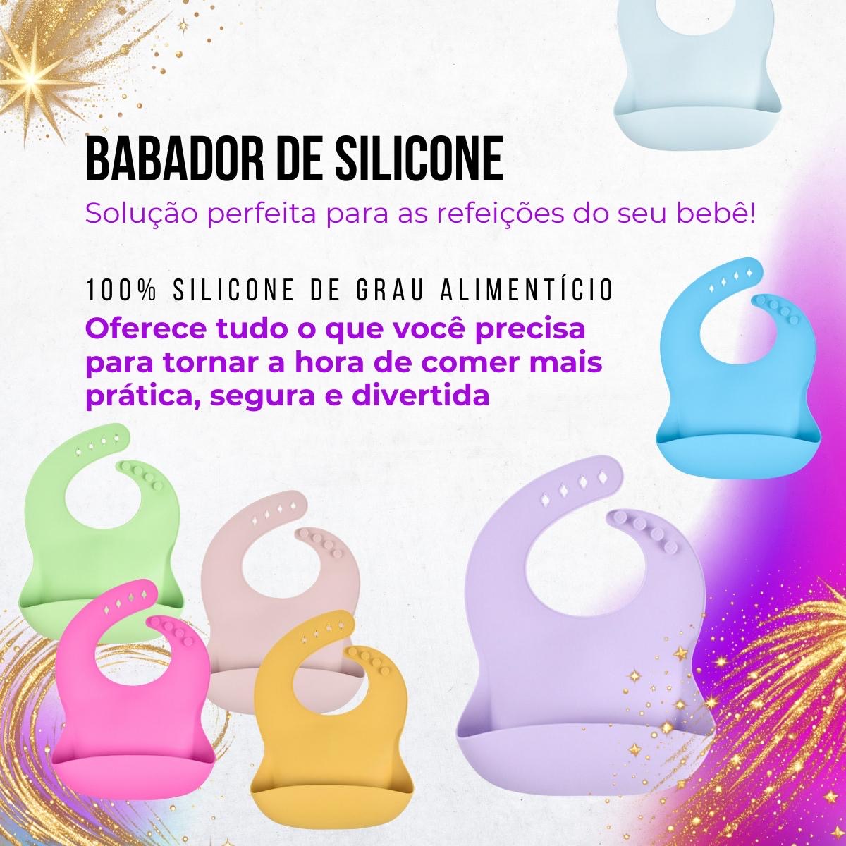 Babador Infantil Silicone Alimentar Verde Claro