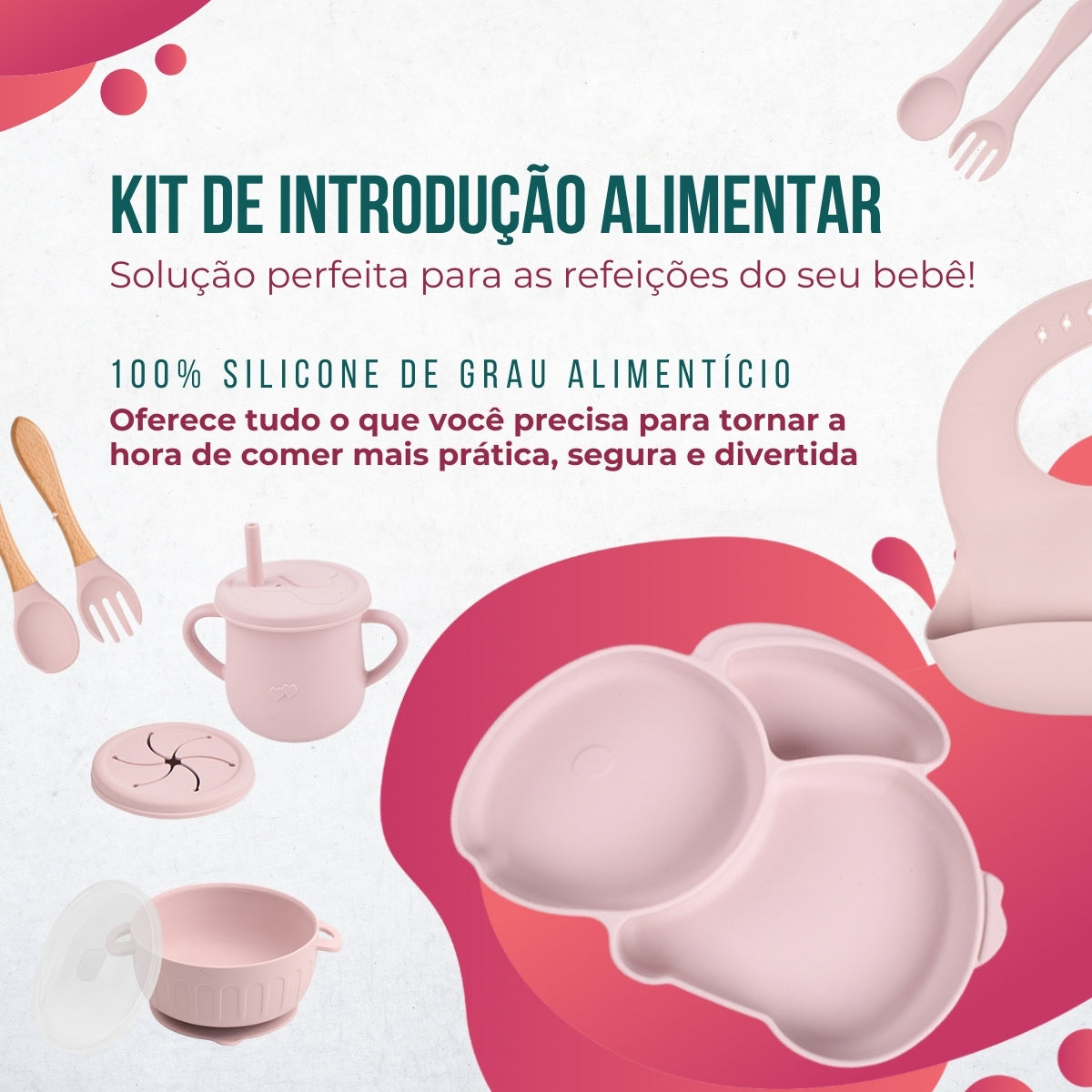 Conjunto Introdução Alimentar Silicone Coelho Verde Claro