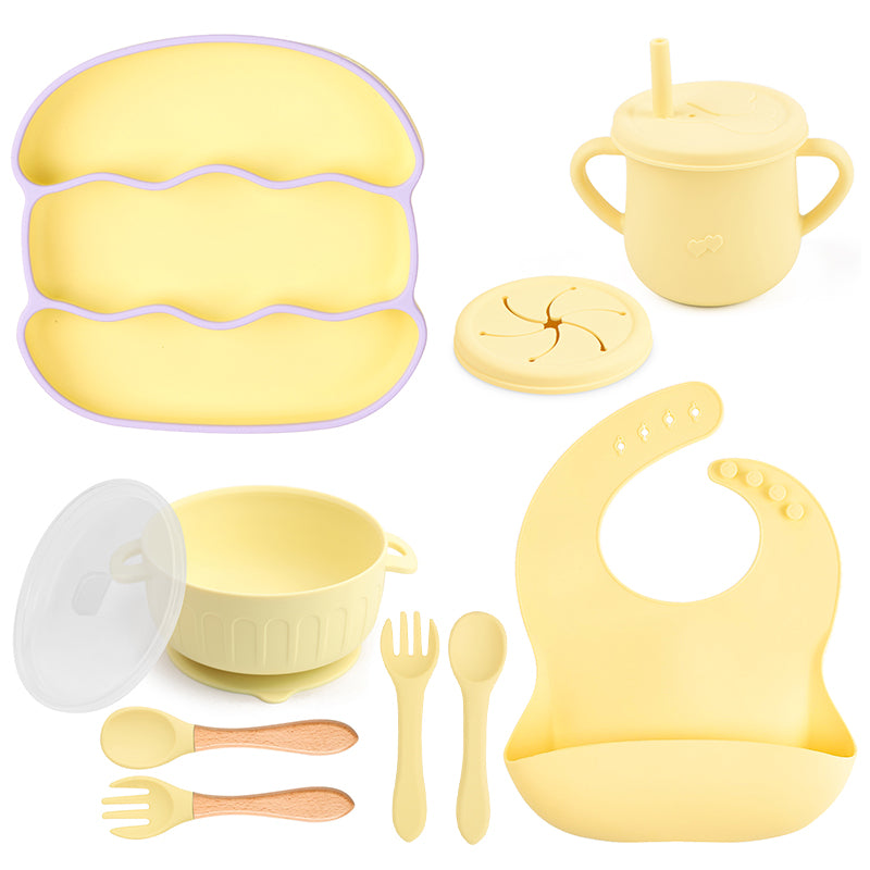 Conjunto Introdução Alimentar Silicone Hambúrguer Amarelo