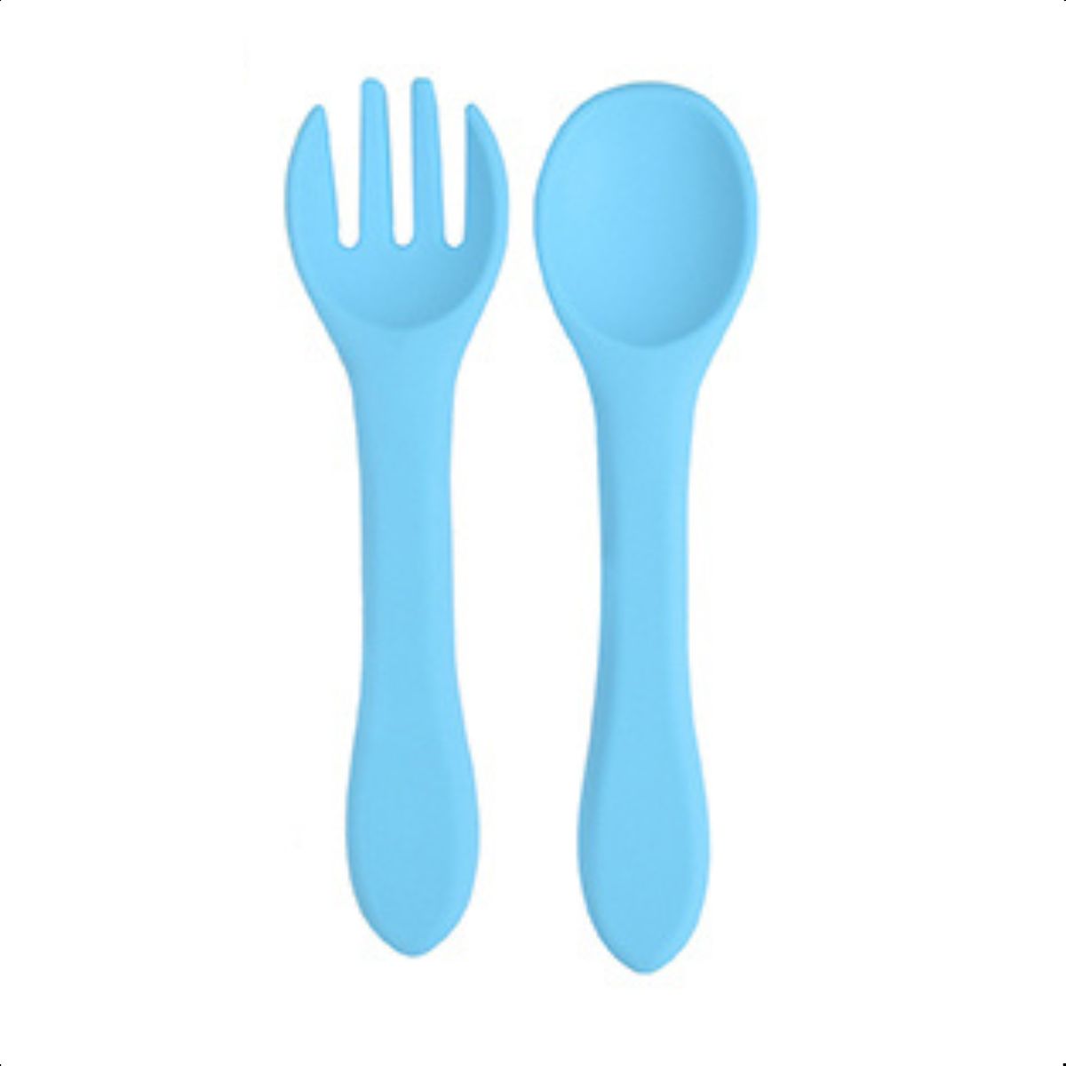 Talheres Infantil Silicone Alimentar Azul Piscina