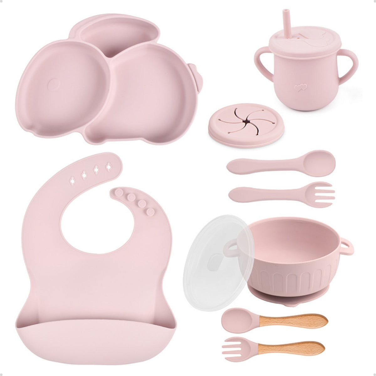 Conjunto Introdução Alimentar Silicone Coelho Rosê