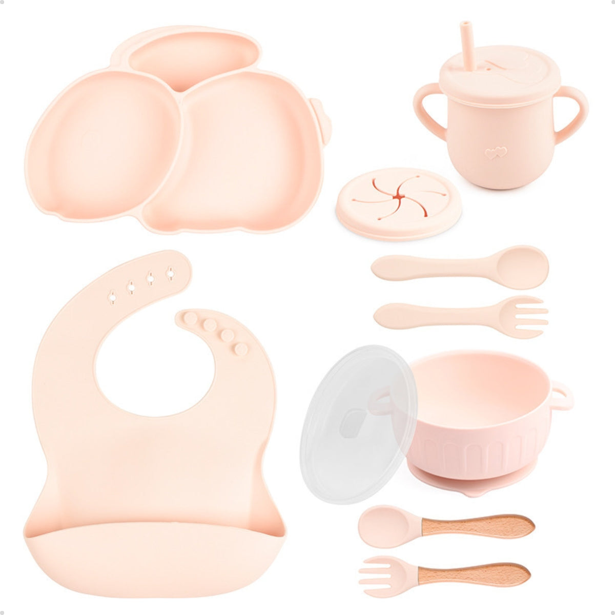 Conjunto Introdução Alimentar Silicone Coelho Rosa Nude