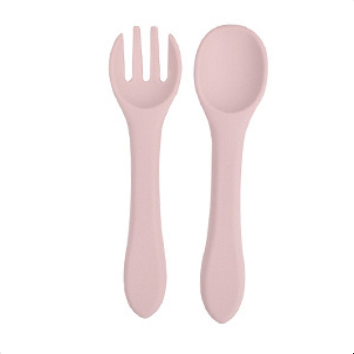 Talheres Infantil Silicone Alimentar Rosê