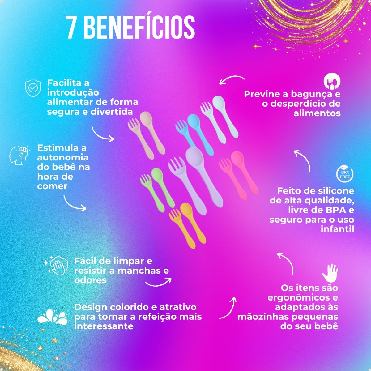 Talheres Infantil Silicone Alimentar Lilás