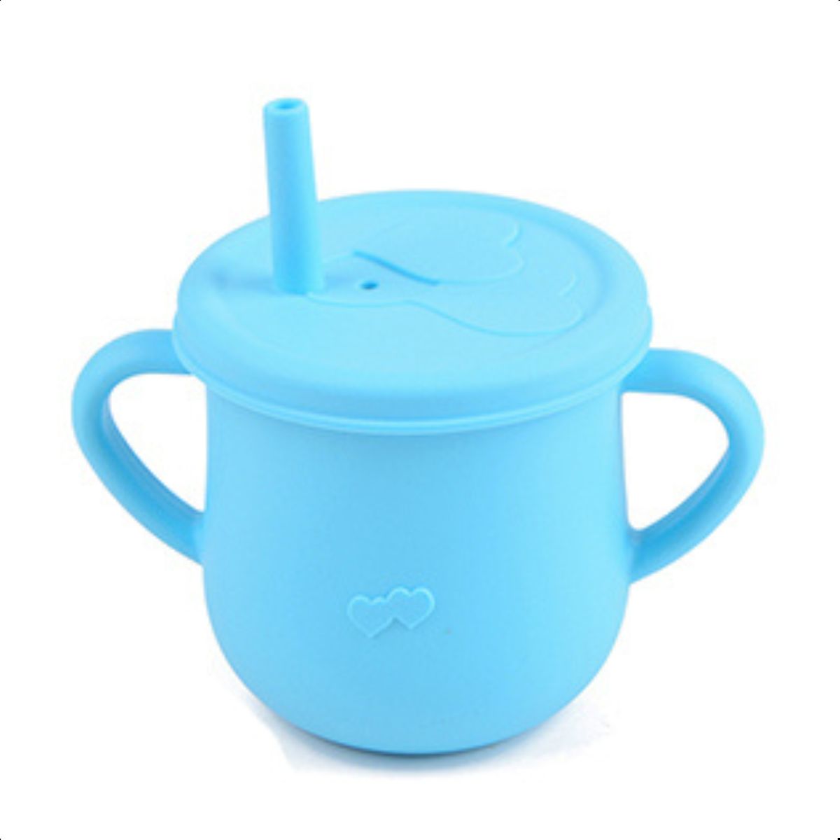 Copo Infantil Silicone Alimentar Azul Piscina