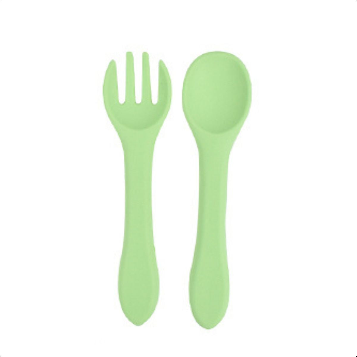 Talheres Infantil Silicone Alimentar Verde Claro