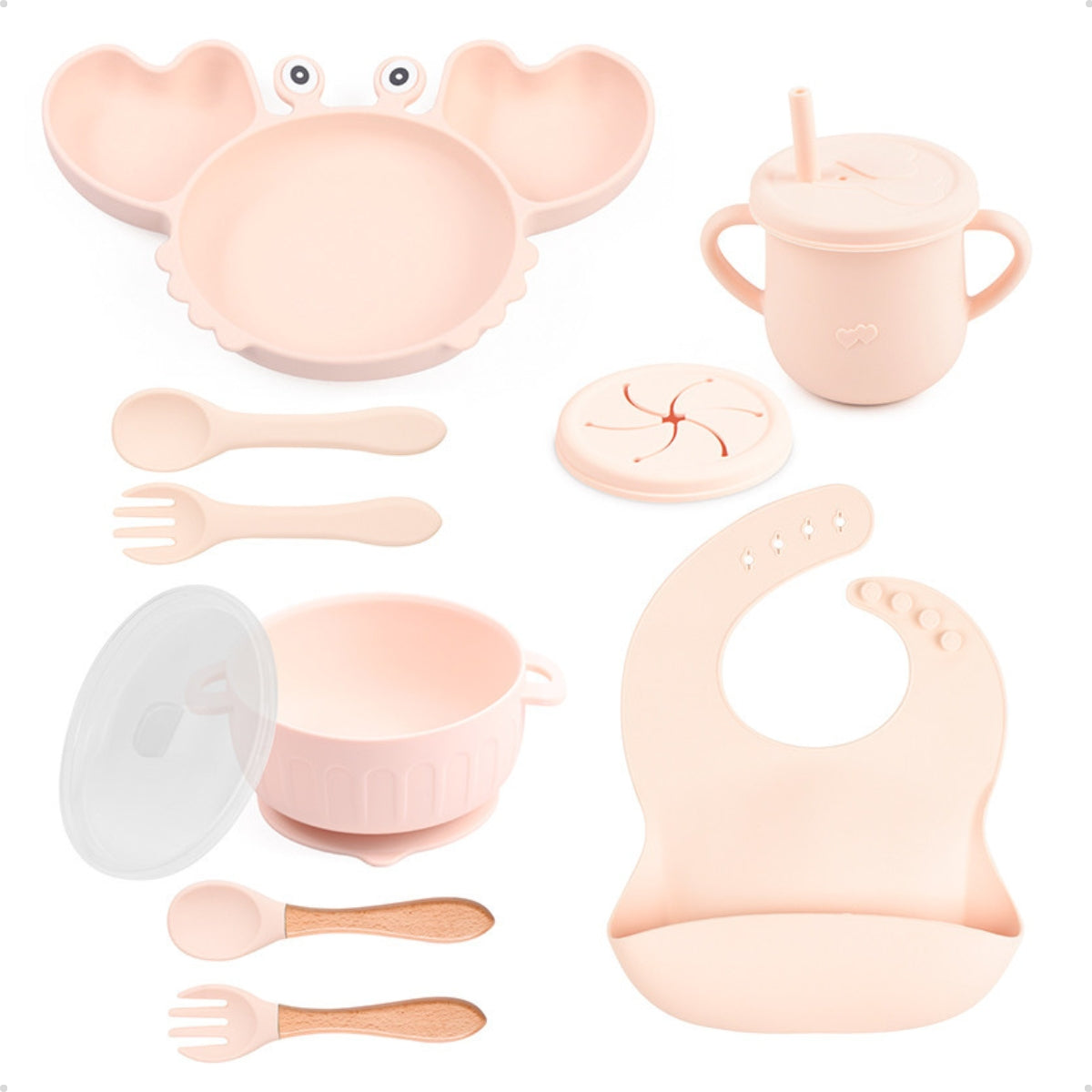 Conjunto Introdução Alimentar Silicone Caranguejo Rosa Nude