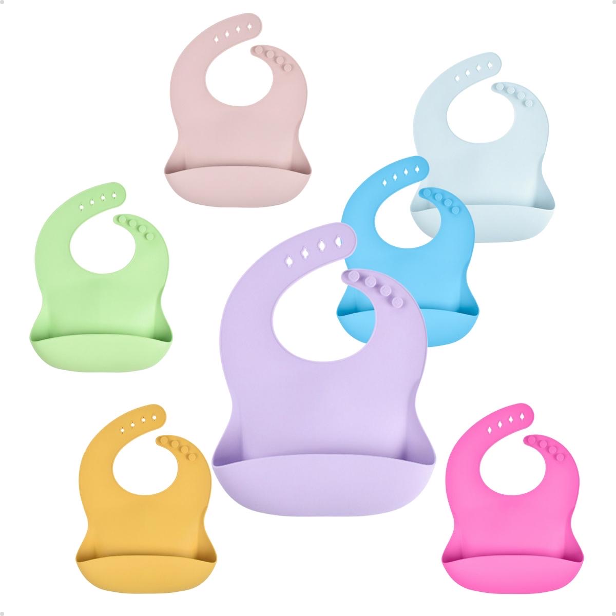 Babador Infantil Silicone Alimentar Rosa Pink