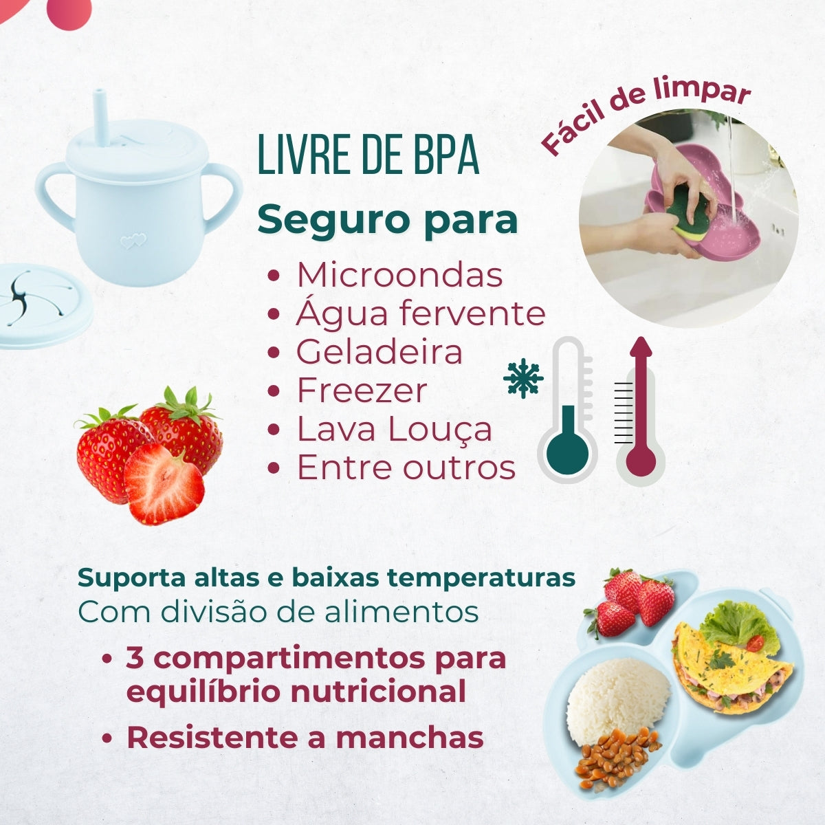 Conjunto Introdução Alimentar Silicone Coelho Rosê