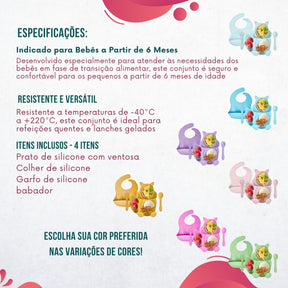 Conjunto Introdução Alimentar Silicone Gatinho Rosê