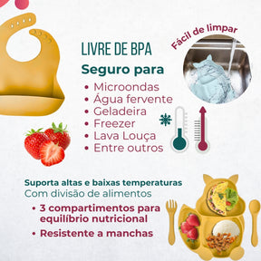 Conjunto Introdução Alimentar Silicone Gatinho Rosê
